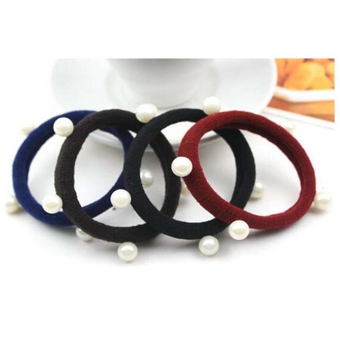 Yaheeda 20pcs Girl's Hair Bands Rubber Band Pearl Decorated Hair Rope Headwear Hair Circle Hair Tie N8