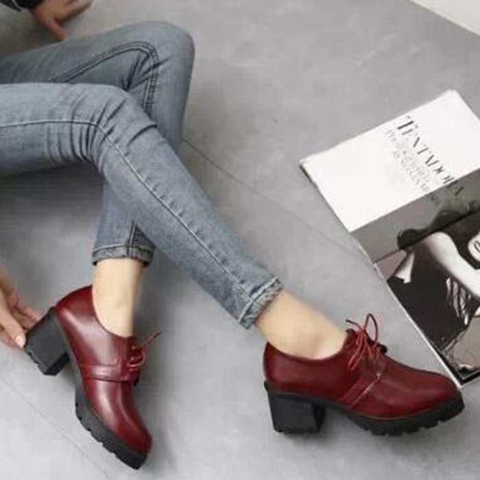Spritech(TM) Fashion Non-slip Winter Chunky Heel British Style Ankle Boot Leather Boots for Girls Womens Wine... N9