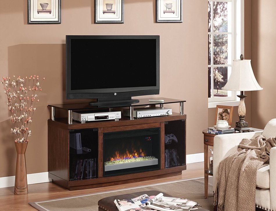 ClassicFlame 26MM9405-W324 Drew TV Stand for TVs up to 60", Autumn Birch (Electric Fireplace Insert sold separately) N2