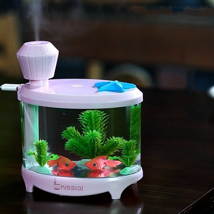460ml Mini Ultrasonic Fish Tank Air Humidifier with USB Powered LED Night Light for Home Room Bedroom Office (... N11