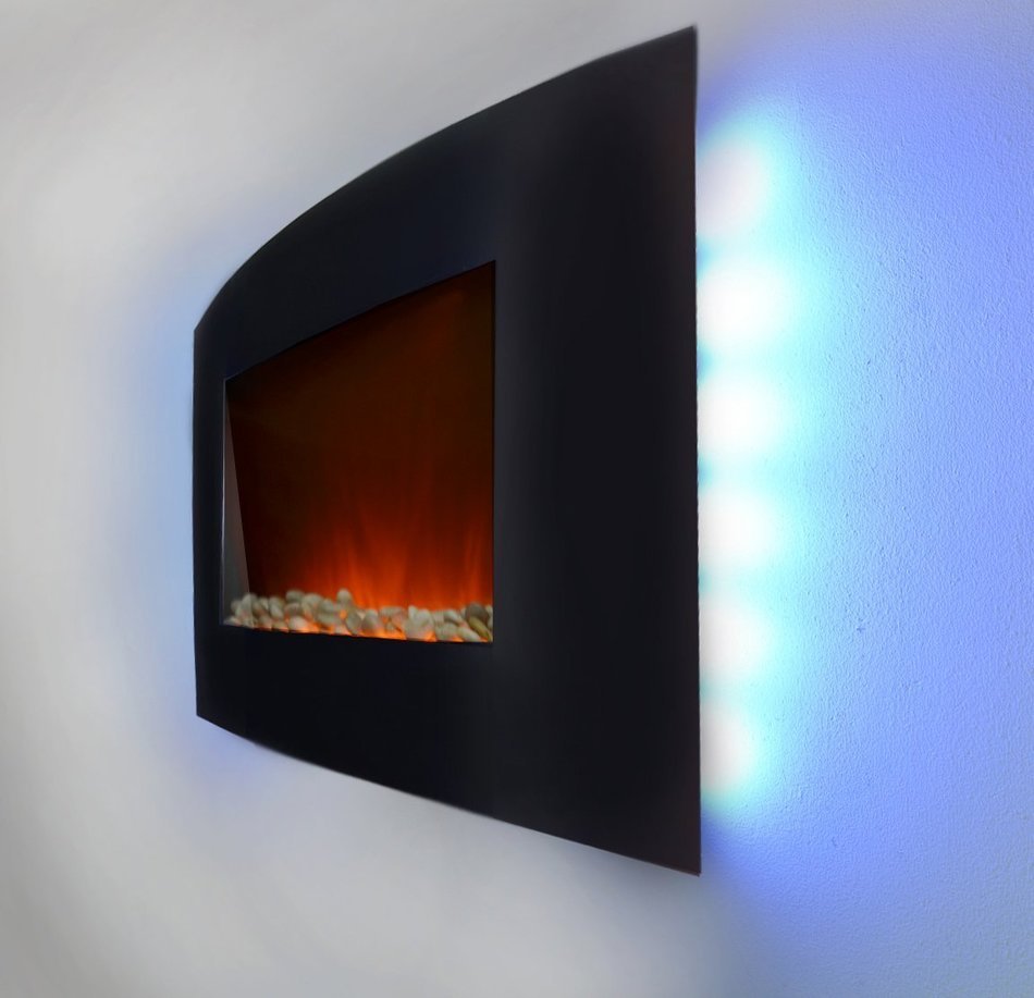 AKDY 36 inch Wall Mount Modern Space Heater Electric Fireplace Tempered Glass W/Remote Control AX-520APB N3