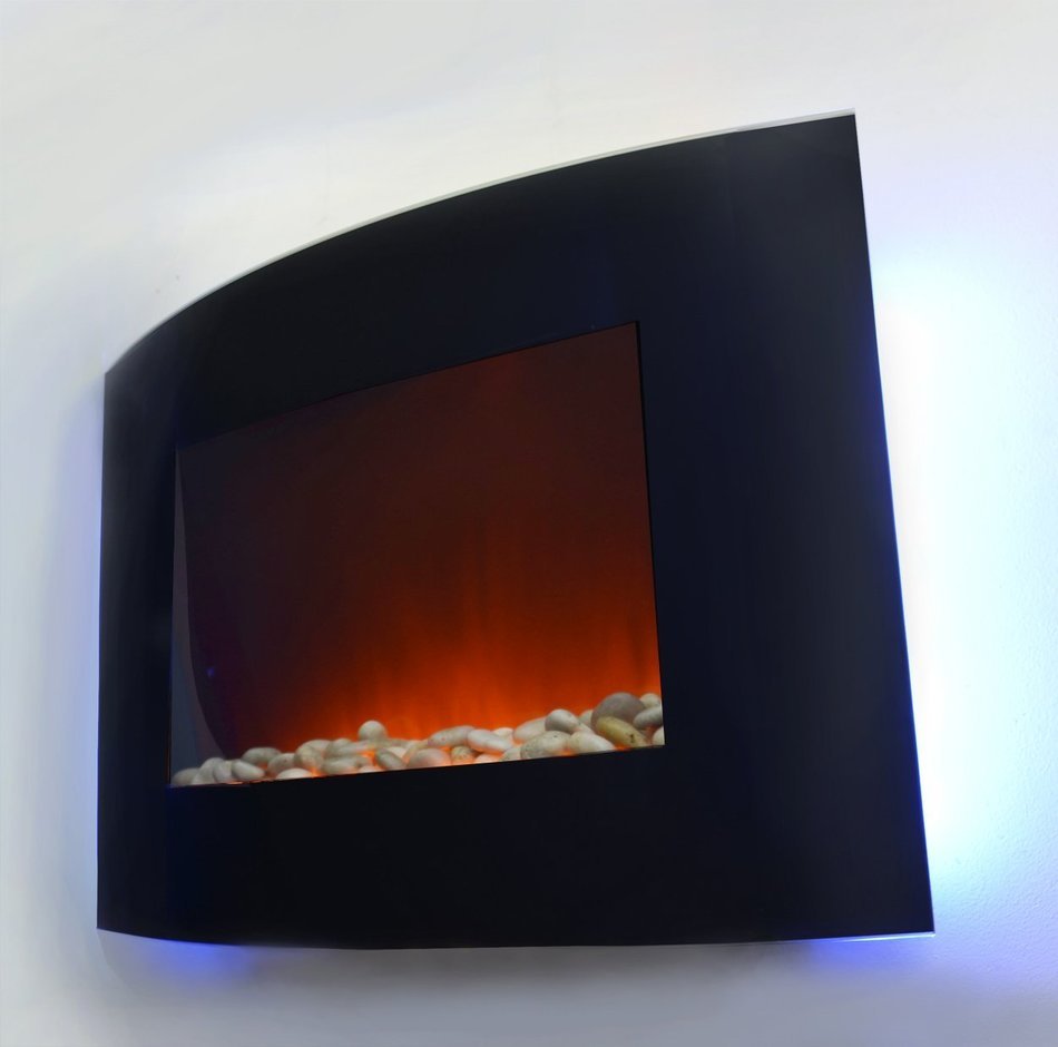 AKDY 36 inch Wall Mount Modern Space Heater Electric Fireplace Tempered Glass W/Remote Control AX-520APB N5