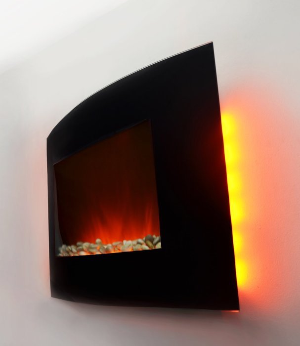 AKDY 36 inch Wall Mount Modern Space Heater Electric Fireplace Tempered Glass W/Remote Control AX-520APB N6