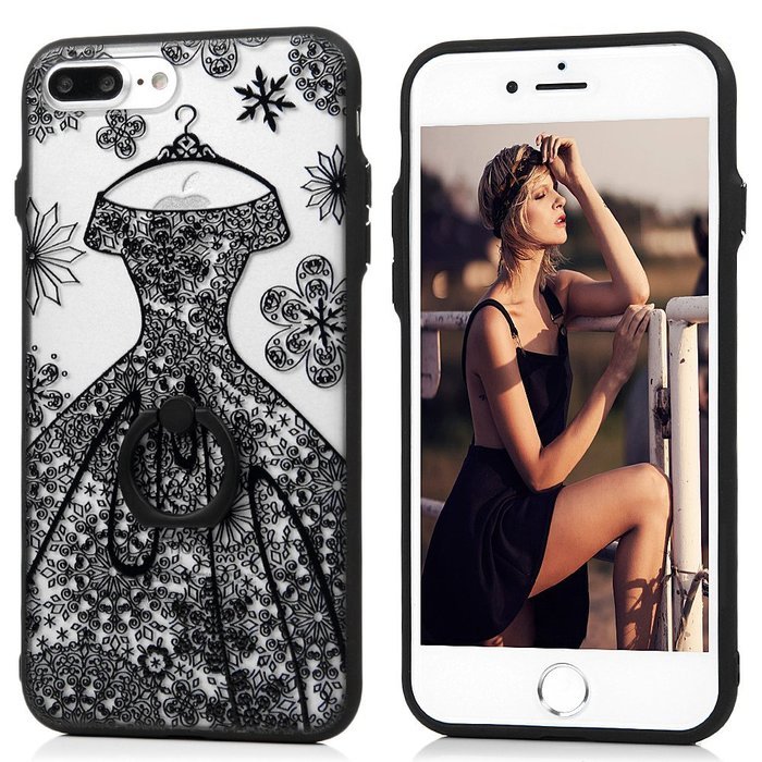 iPhone 7 Plus Case (5.5 inch) - 360 Degree Rotating Ring Holder Kickstand Shockproof Soft TPU Skin Bumper Frame... N51