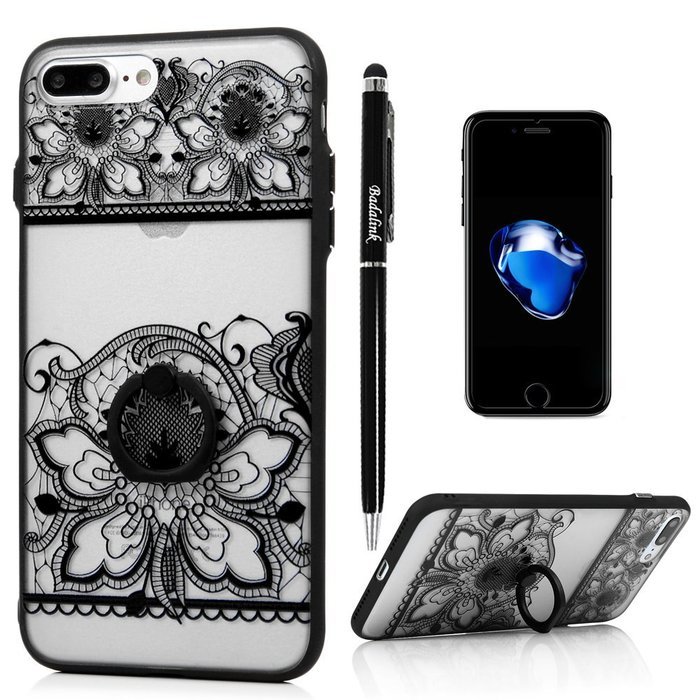 iPhone 7 Plus Case (5.5 inch) - 360 Degree Rotating Ring Holder Kickstand Shockproof Soft TPU Skin Bumper Frame... N52