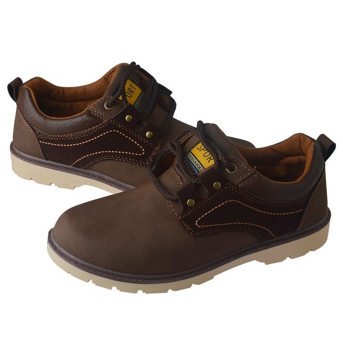 Spritech(TM) Men's Casual Classic PU Leather Round Toe Work Shoe Flats Brown,Size 44/10 N4