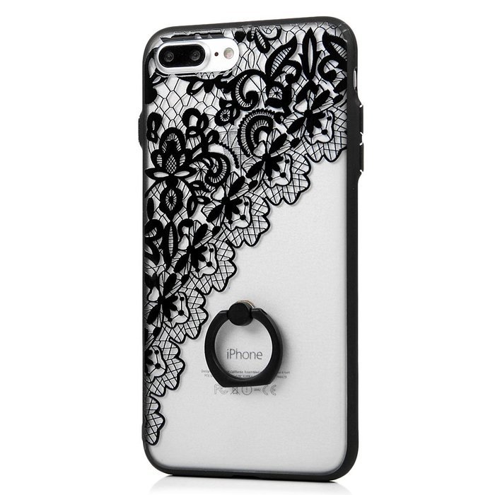 iPhone 7 Plus Case (5.5 inch) - 360 Degree Rotating Ring Holder Kickstand Shockproof Soft TPU Skin Bumper Frame... N55