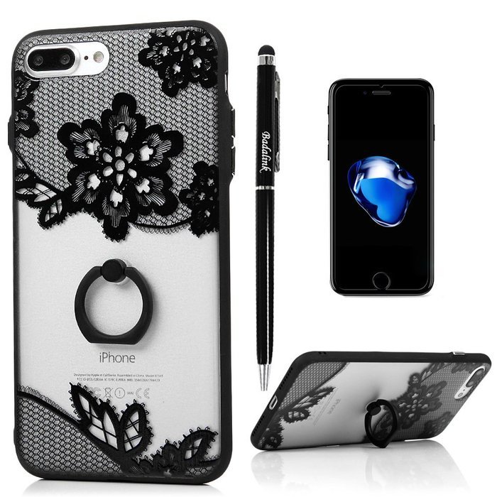 iPhone 7 Plus Case (5.5 inch) - 360 Degree Rotating Ring Holder Kickstand Shockproof Soft TPU Skin Bumper Frame... N58