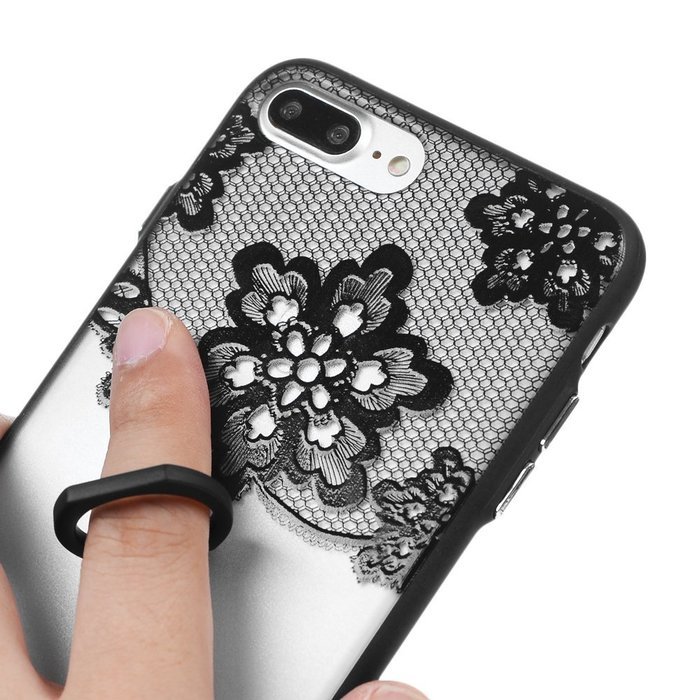 iPhone 7 Plus Case (5.5 inch) - 360 Degree Rotating Ring Holder Kickstand Shockproof Soft TPU Skin Bumper Frame... N61