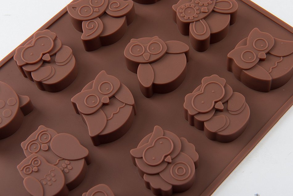 12 Cavity Lovely Owl Shape Chocolate Cake Cookie Ice Mold