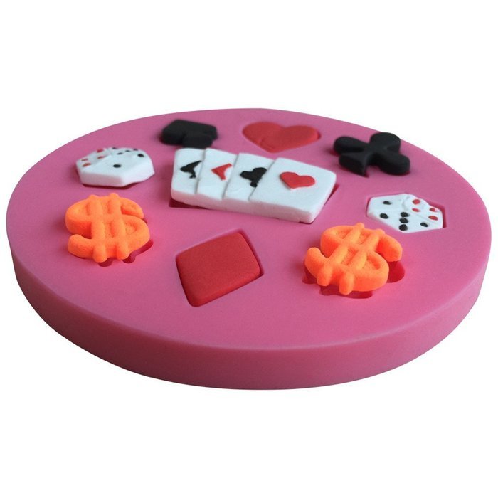 LYNCH Poker Design Fondant Silicone 3D Mold DIY Chocolate Cake Tools,Pink N2