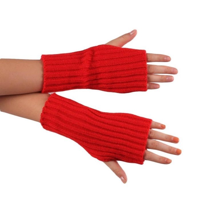 Morecome Fashion Women Girl Knitted Fringe Warm Gloves (Red) N2