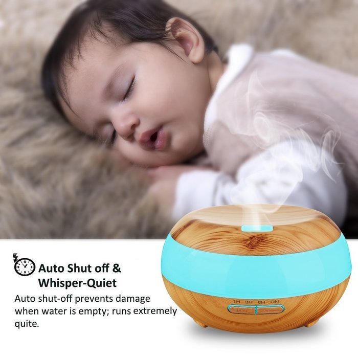Cool Mist Humidifier, VICKMALL 300ml Essential Oil Diffuser Wood Grain Aromatherapy Ultrasonic