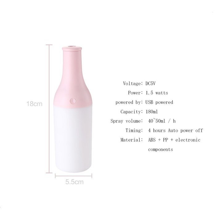 Junadel Cool Mist Humidifier- 180ml USB Cool Cocktail Bottle Portable Essential Oil Aroma Diffuser Ultrasonic... N8