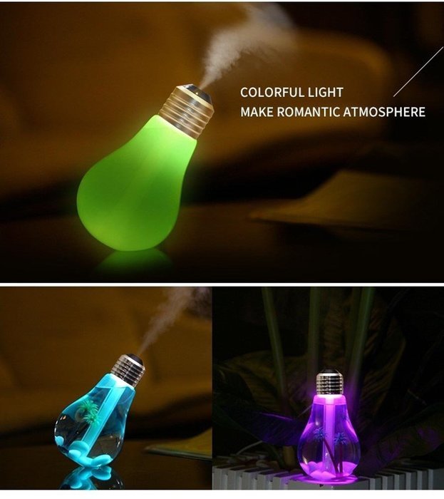 SunKinFon SKF-BH-01 USB Ultrasonic Bulb Humidifier Home Office Mini Aromatherapy Colorful LED Night Light Bulb... N6
