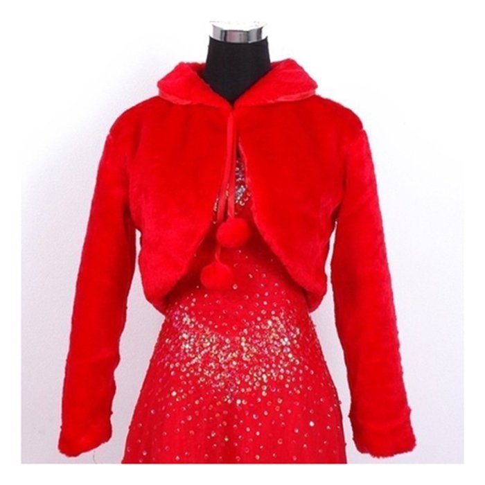 KAKA(TM) Gorgeous Winter Bridal Wedding Dress Wrap Artificial Plush Shawl-Red N33