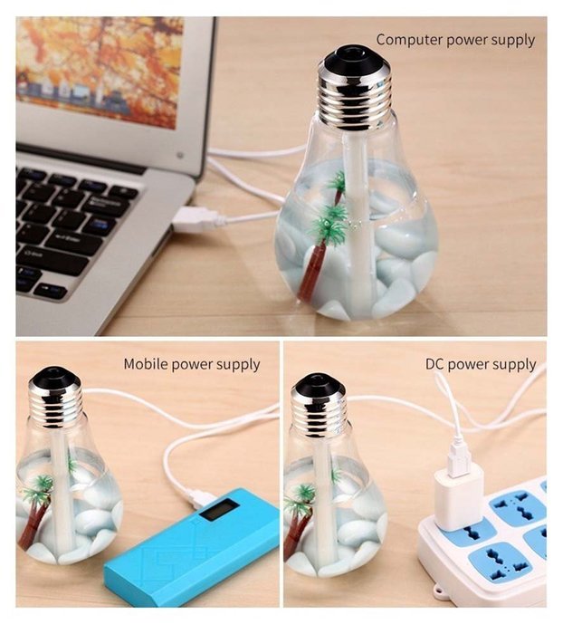 SunKinFon SKF-BH-01 USB Ultrasonic Bulb Humidifier Home Office Mini Aromatherapy Colorful LED Night Light Bulb... N8
