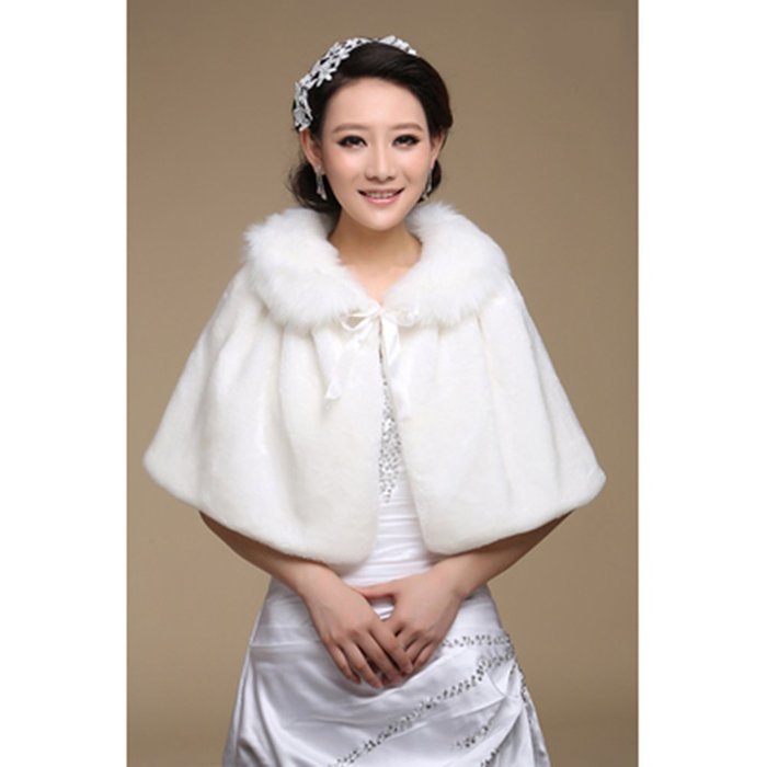 KAKA(TM) Gorgeous Winter Bridal Wedding Dress Wrap Artificial Plush Shawl-Red N37