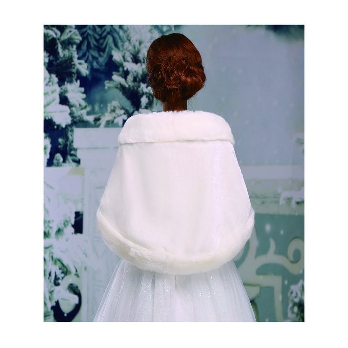 KAKA(TM) Gorgeous Winter Bridal Wedding Dress Wrap Artificial Plush Shawl-Red N40