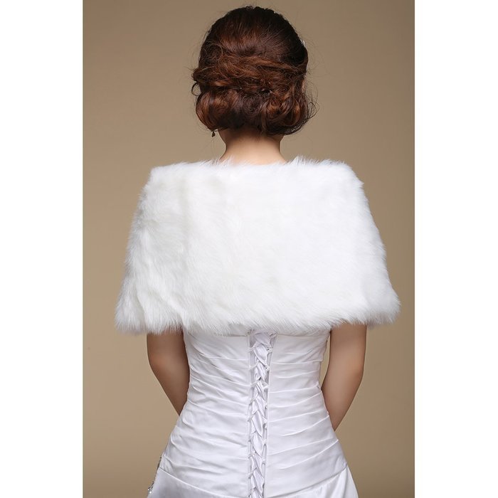 KAKA(TM) Gorgeous Winter Bridal Wedding Dress Wrap Artificial Plush Shawl-Red N42