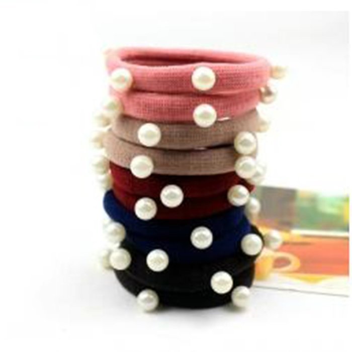 Yaheeda 20pcs Girl's Hair Bands Rubber Band Pearl Decorated Hair Rope Headwear Hair Circle Hair Tie N9