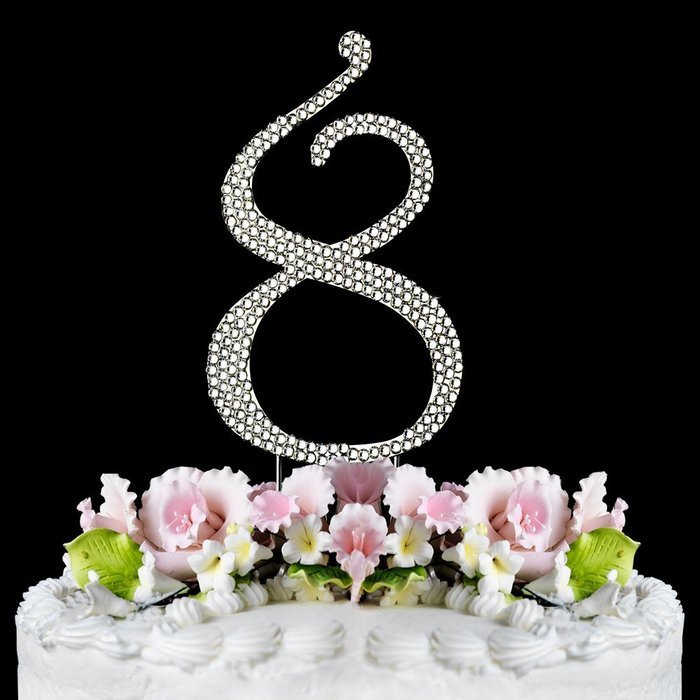 Rhinestone Cake Topper Number 8