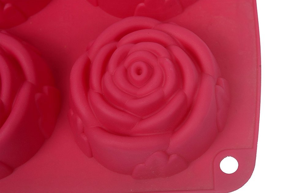 Webake 6-Cavity Rose Shape Silicone Cake Mold, Soap Mold, Bundt Cake Mold (Purple, 1pcs)