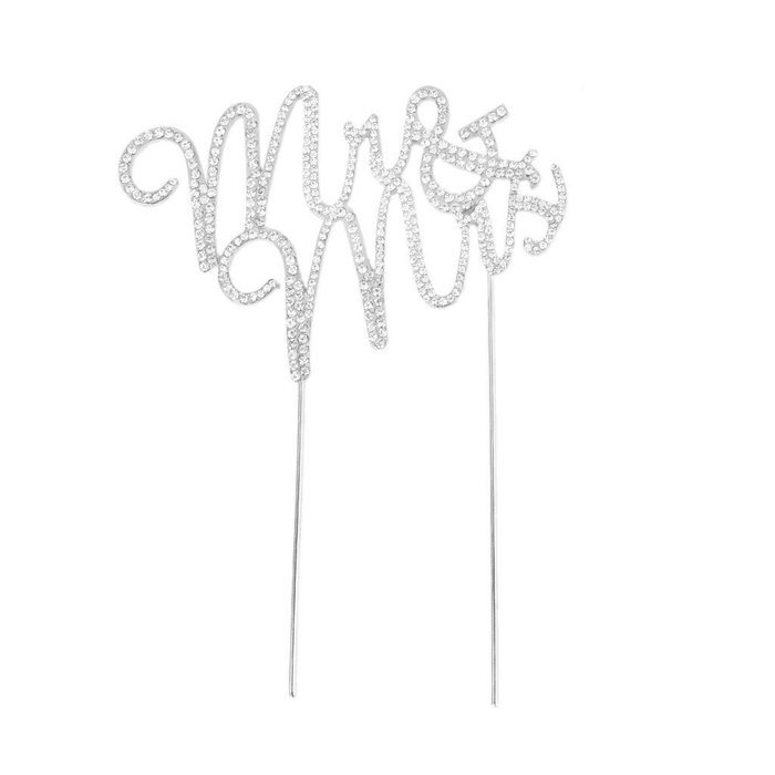 YUETON Crystal Rhinestone Cake Topper Wedding Monogram Mr & Mrs Cake Decoration