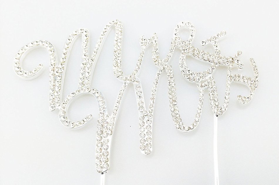 YUETON Crystal Rhinestone Cake Topper Wedding Monogram Mr & Mrs Cake Decoration N2