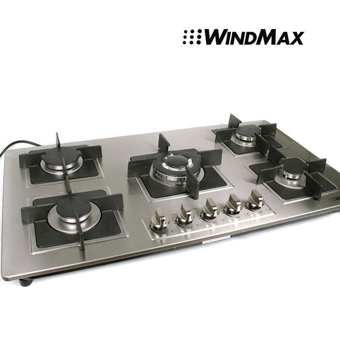 WindMax&reg; Hot 35.5" Stainless Steel Built-in 5 Burner Stoves LPG NG Gas Hob Fixed Cooktop Cooker N3