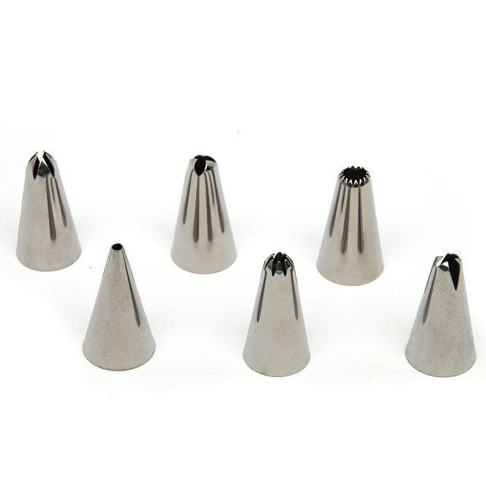 8-Piece Cake Decorating Tools Set Includes 6 Size Nozzles Tips 1 Reusable Silicone Icing Piping Bag 1 Coupling...