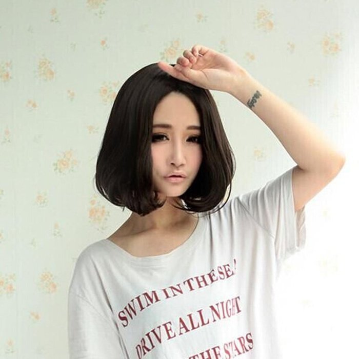 Spritech(TM) Lovely Stylish Realistic Dark Brown Short Wig Fiber Synthetic Women Wig N3