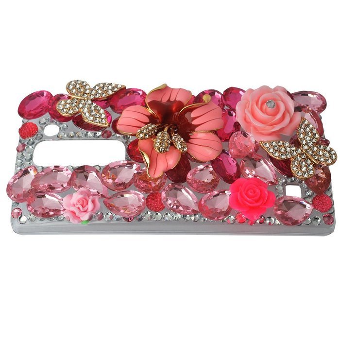 Spritech(TM) Bling Clear Phone Case For LG spirit h440 C70/LG Escape 2/LG Logos/LG Spirit 4G LTE,3D Handmade Rose... N26