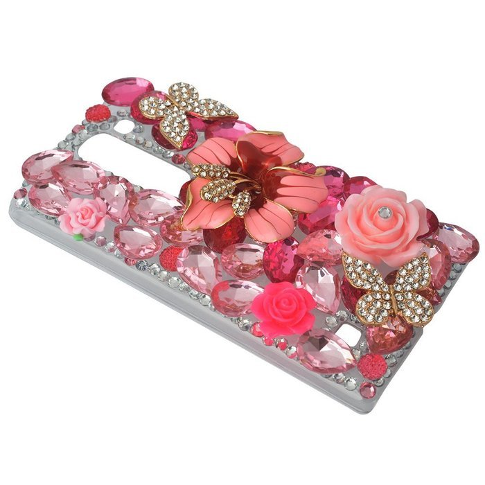 Spritech(TM) Bling Clear Phone Case For LG spirit h440 C70/LG Escape 2/LG Logos/LG Spirit 4G LTE,3D Handmade Rose... N27