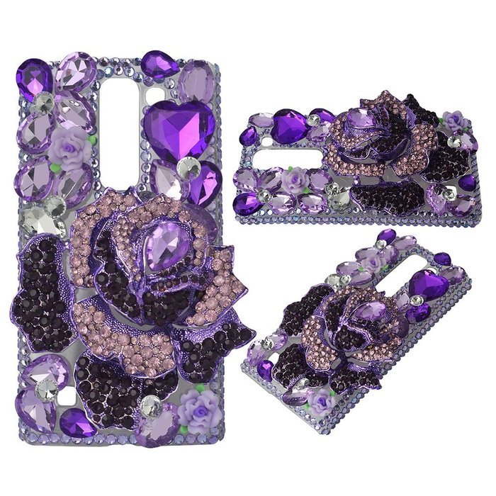 Spritech(TM) Bling Clear Phone Case For LG spirit h440 C70/LG Escape 2/LG Logos/LG Spirit 4G LTE,3D Handmade Rose... N32