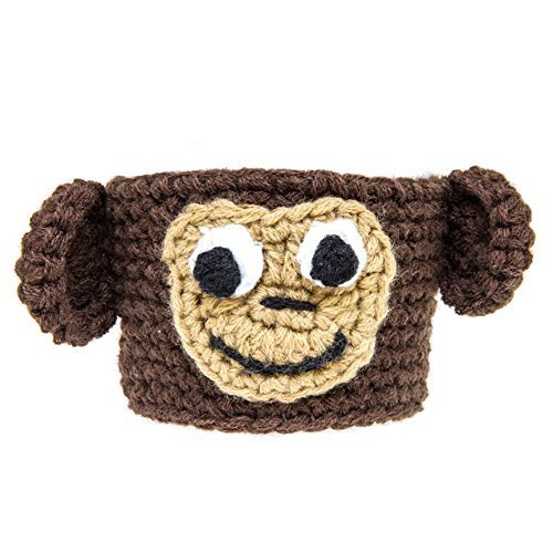 Animal Coffee Cozy Cup Sleeves (2 Pack: Monkey & Pig) - 100% Cotton Knitted Handmade, Reusable, Easy To Clean,...