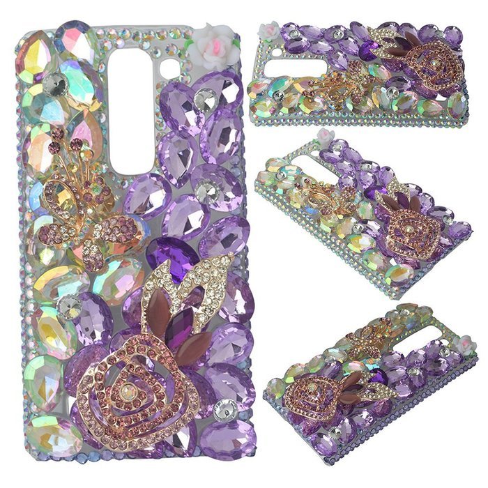 Spritech(TM) Bling Clear Phone Case For LG spirit h440 C70/LG Escape 2/LG Logos/LG Spirit 4G LTE,3D Handmade Rose... N34