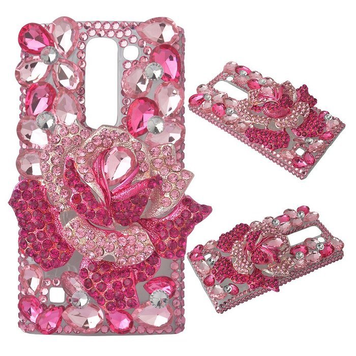 Spritech(TM) Bling Clear Phone Case For LG spirit h440 C70/LG Escape 2/LG Logos/LG Spirit 4G LTE,3D Handmade Rose... N36