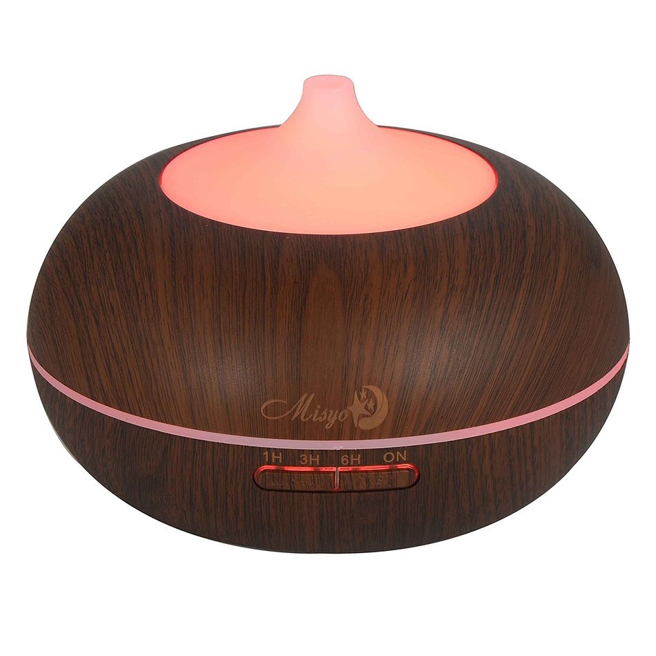 Misyo 300ml Wood Grain Ultrasonic Oil Diffuser Aroma Humidifier with 7 color and Auto Shut-off Protection for... N3