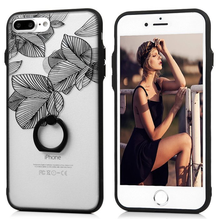 iPhone 7 Plus Case (5.5 inch) - 360 Degree Rotating Ring Holder Kickstand Shockproof Soft TPU Skin Bumper Frame... N70