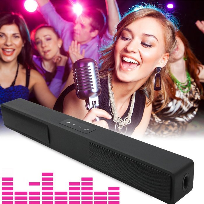 Wooden Mini TV Soundbar, LONPOO 800B 20W Bluetooth Sound bar Subwoofer ...