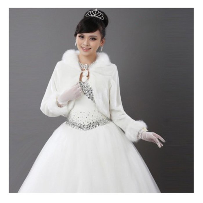 KAKA(TM) Gorgeous Winter Bridal Wedding Dress Wrap Artificial Plush Shawl-Red N49