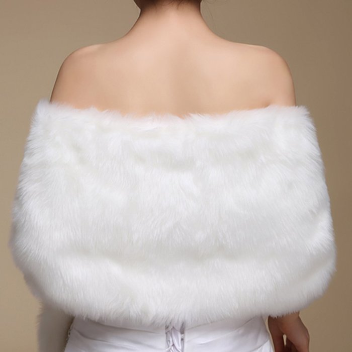 KAKA(TM) Gorgeous Winter Bridal Wedding Dress Wrap Artificial Plush Shawl-Red N52