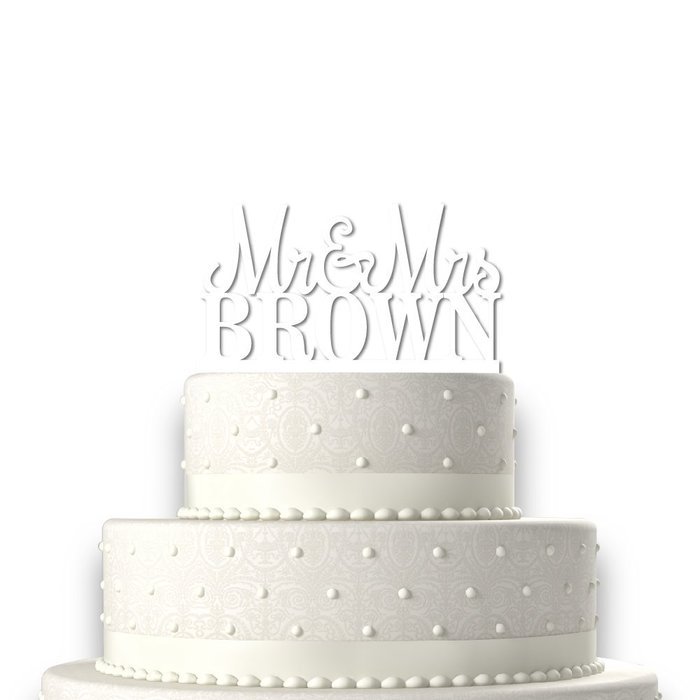 Sugar Yeti | Custom Personalized Mr & Mrs Wedding Cake Topper With Your Last Name Acrylic Cake Topper for Special...