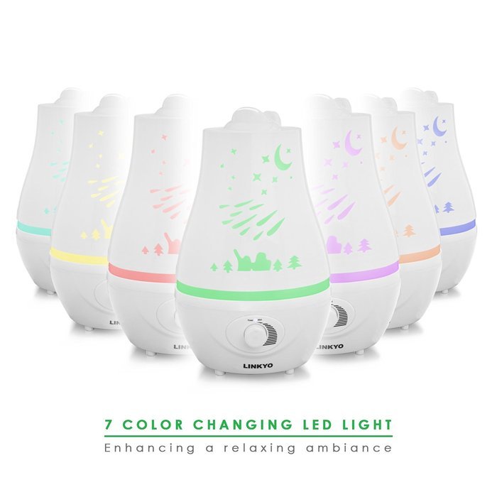 LINKYO Cool Mist Ultrasonic Humidifier - Whisper Quiet with Playful Outer Design for Baby Room, 2L N6