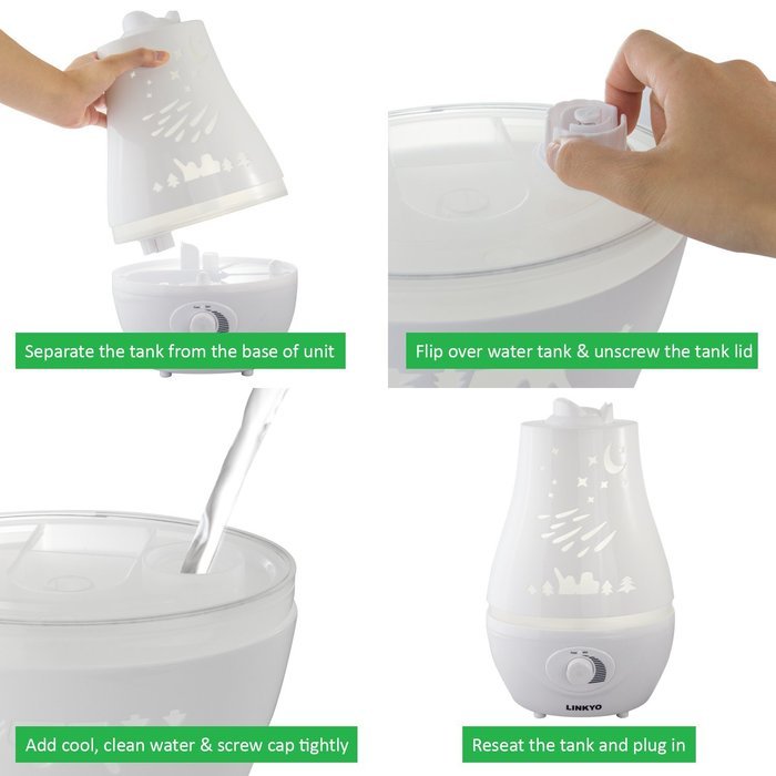 LINKYO Cool Mist Ultrasonic Humidifier - Whisper Quiet with Playful Outer Design for Baby Room, 2L N7