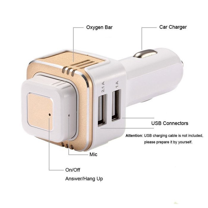 ATD Mini Car Oxygen Bar Anion Air Purification Humidifier Dual USB With Wireless Bluetooth Hands-free Stereo Earphone... N7