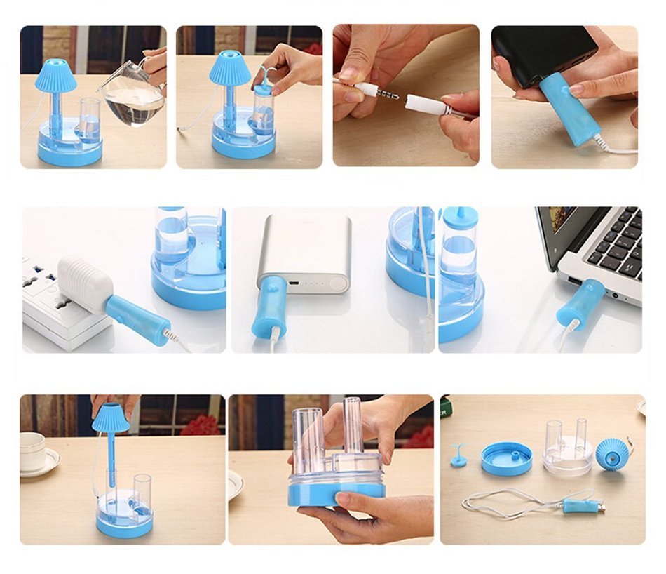 Haoran 250ml Mini Table Lamp Humidifier USB Portable Ultrasonic Cool Mist Air Diffuser with Color LED Nightlights... N24