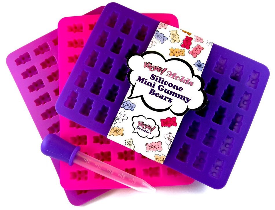 3 Pack Silicone Gummy Bear Candy Molds (New Colors) With a BONUS Dropper & FREE Quick Start Recipe EBook - Make...