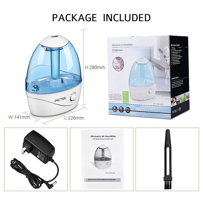 Pictek Cool Mist Ultrasonic Humidifier, 2.6Liter Whole House ...